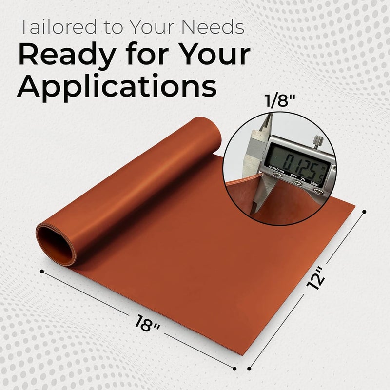 Exactly Rubber Fiber Reinforced Silicone Sheet, Red 1/8 x 12" x 18" 70A, Made in The USA, High Temp Heavy Duty Gasket Material DIY Sealing Pads Surface Protection Fiberglass Reinforcement - Image 3